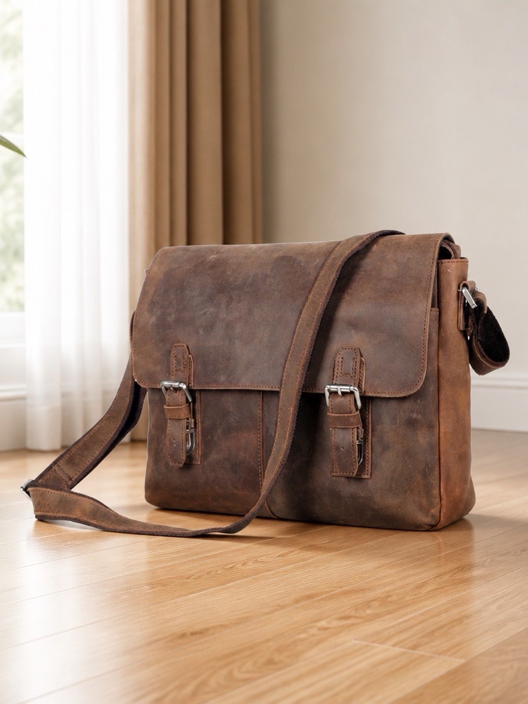Nwt 16â Crazy Horse Cow Leather Messenger Bag For Men Or Women